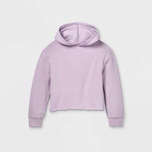 Kids' Fleece Raw Edge Hoodie, Light Purple med 7/8 NWT